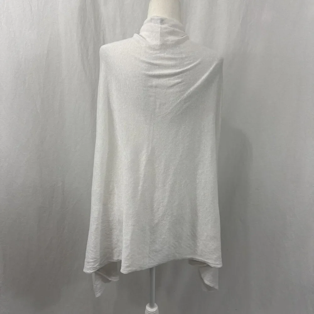 Talbots White Linen Blend Lightweight Shawl Poncho Wrap Women’s Sz M/L Coastal